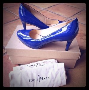 Cole Haan Chelsea Blue Patent Leather Pumps heels